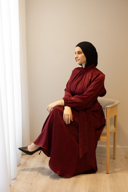 "SOLA” dress in burgundy