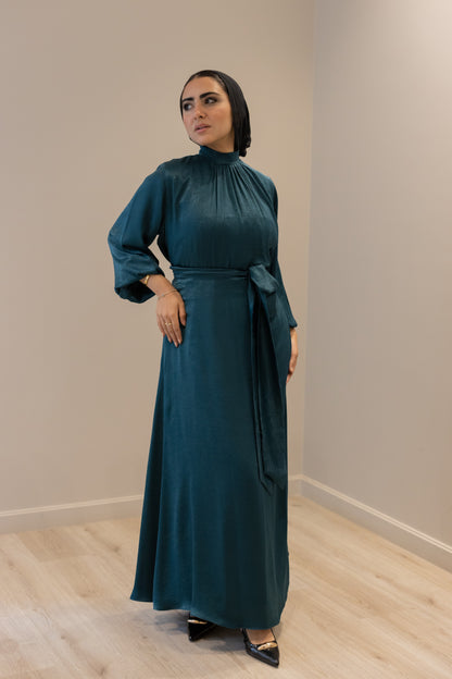 "SOLA” dress in teal