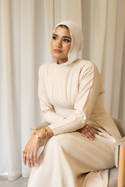 Bella Luxe Dress in Beige