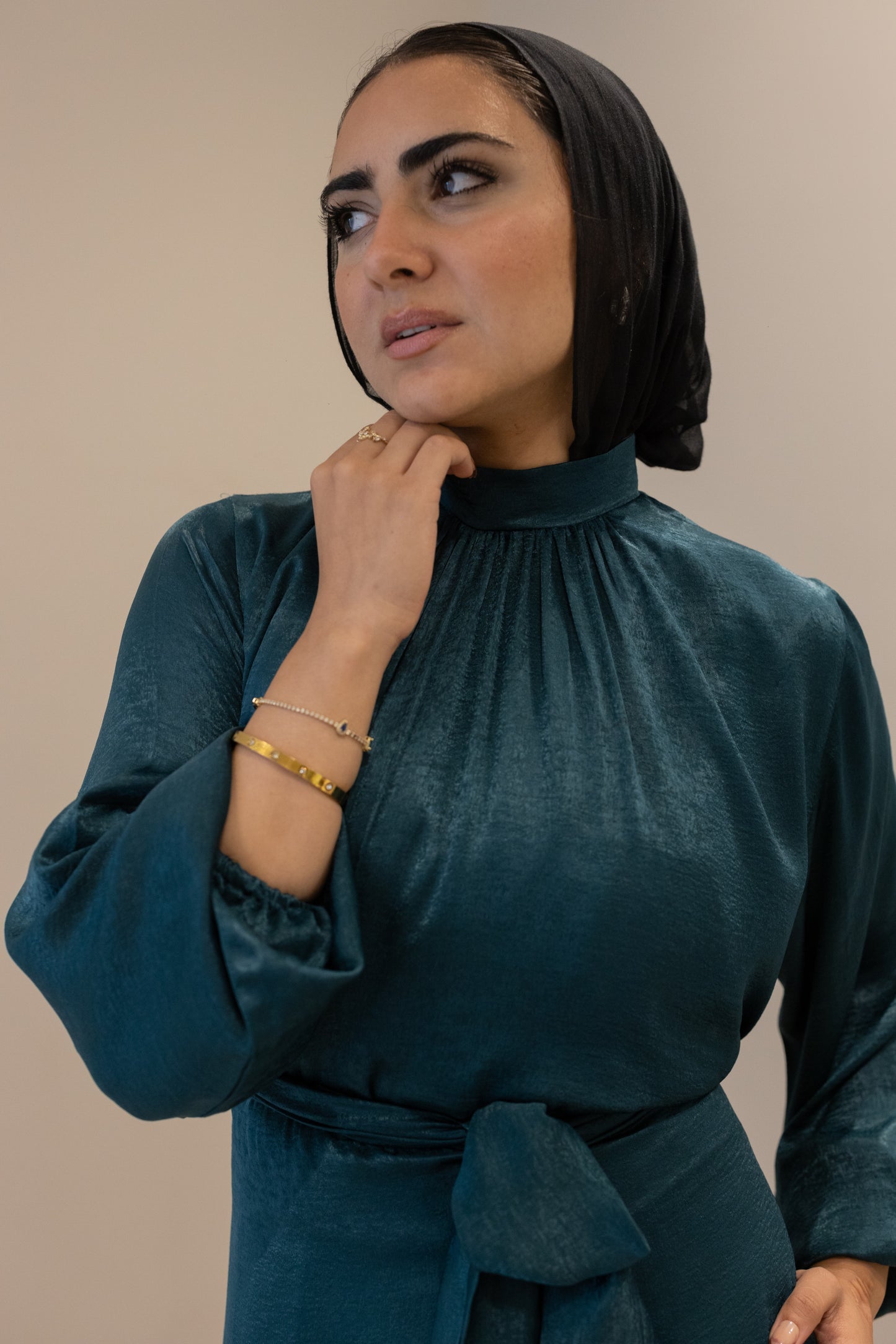 "SOLA” dress in teal