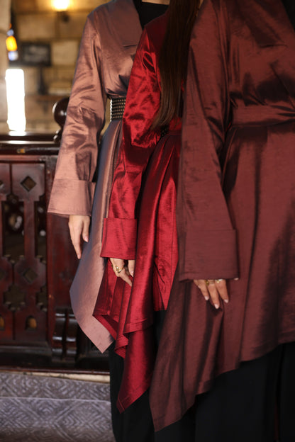 "Solana" Tafetta Cardigan in Brown