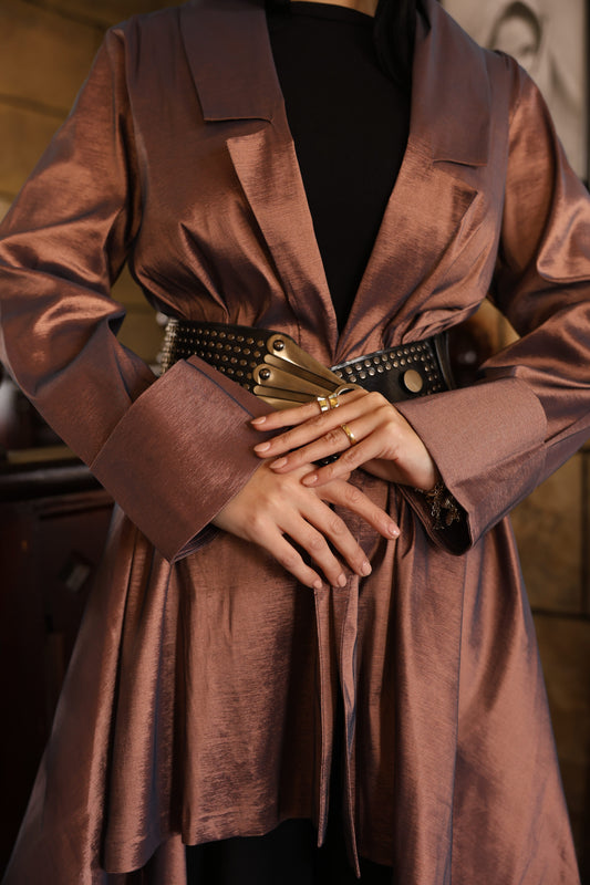 "Solana" Tafetta Cardigan in Copper