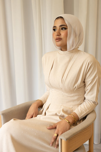 Bella Luxe Dress in Beige