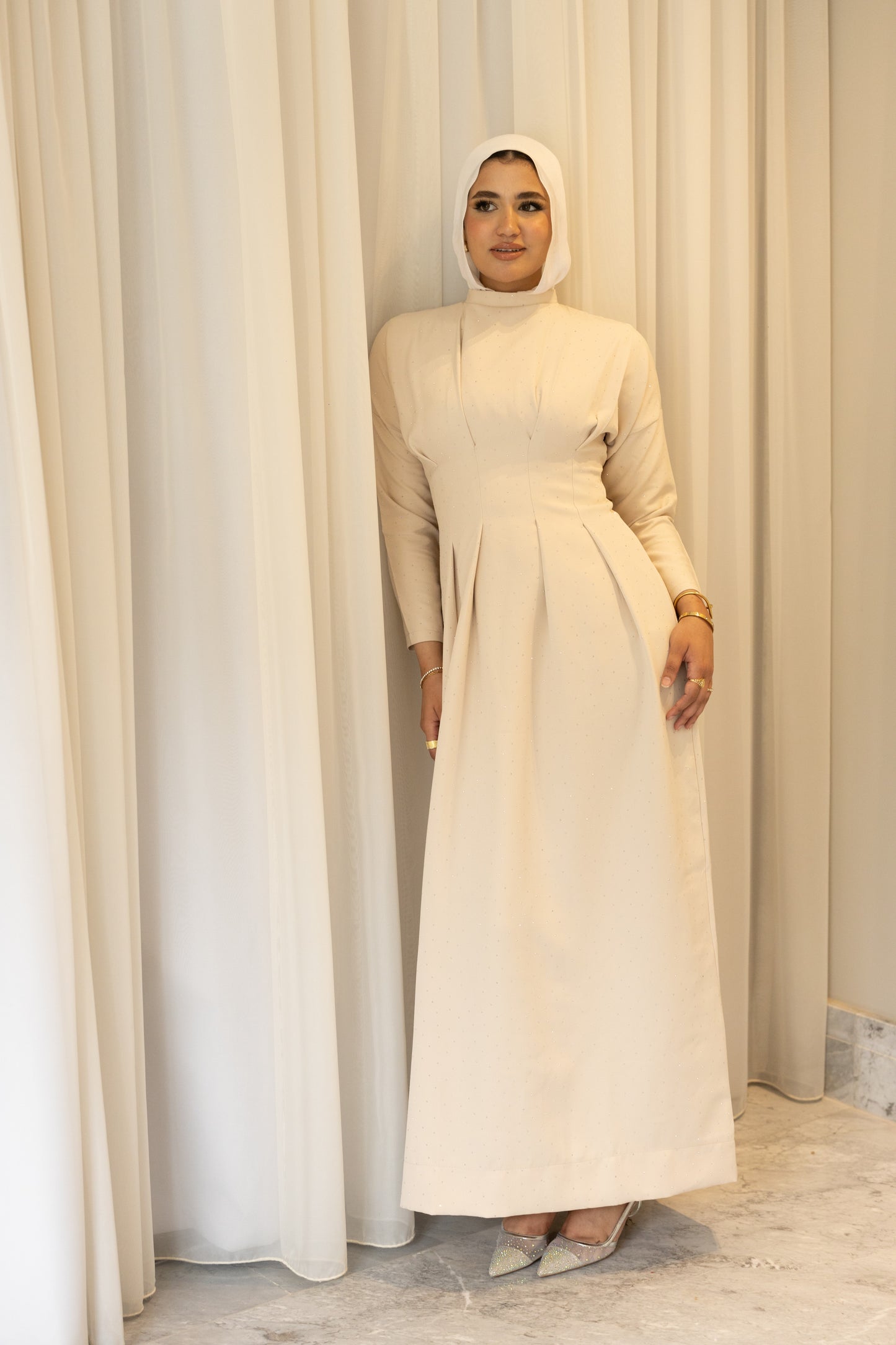 Bella Luxe Dress in Beige