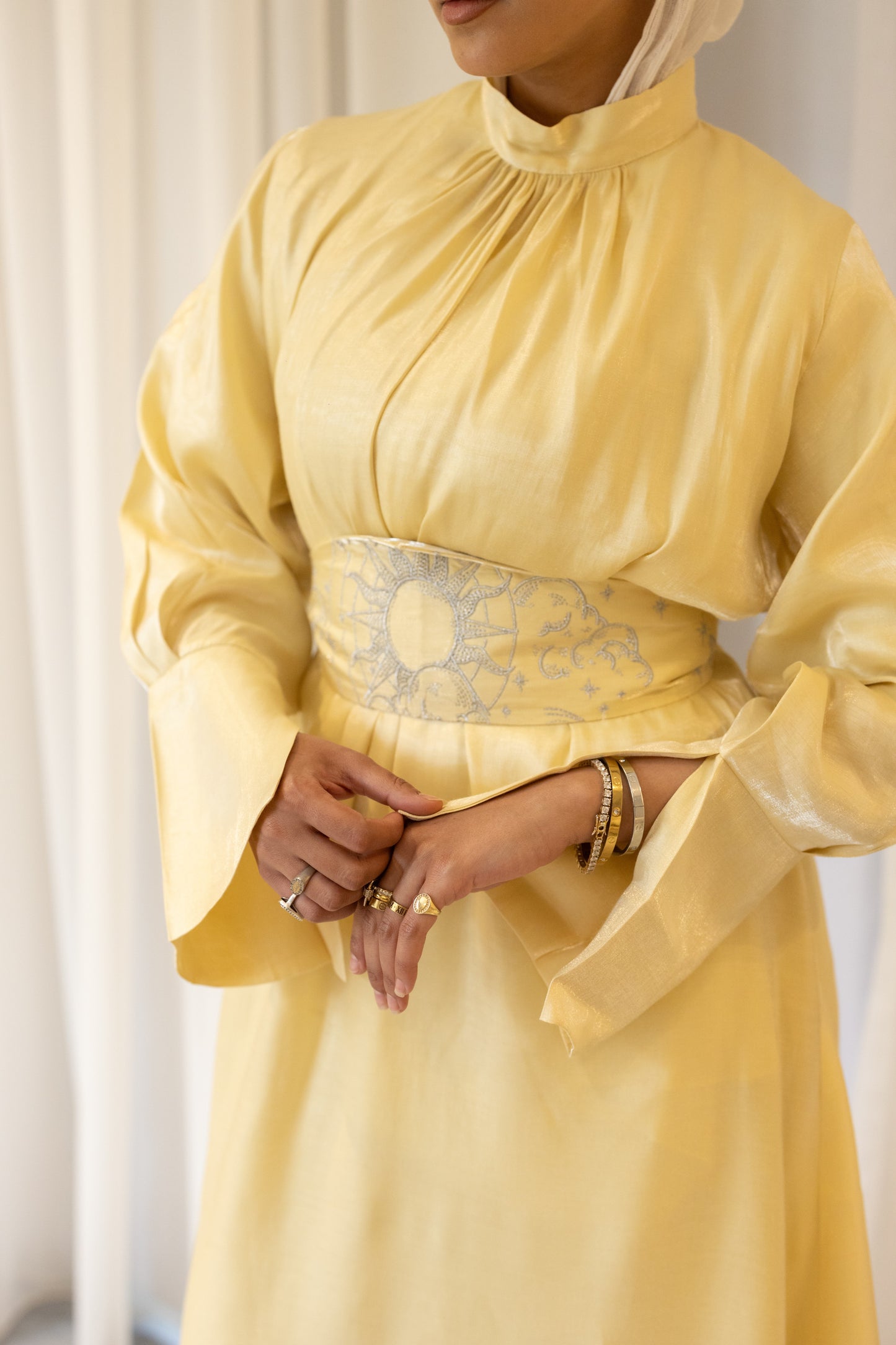 "Soleil” dress in butter yellow