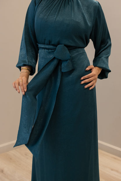 "SOLA” dress in teal