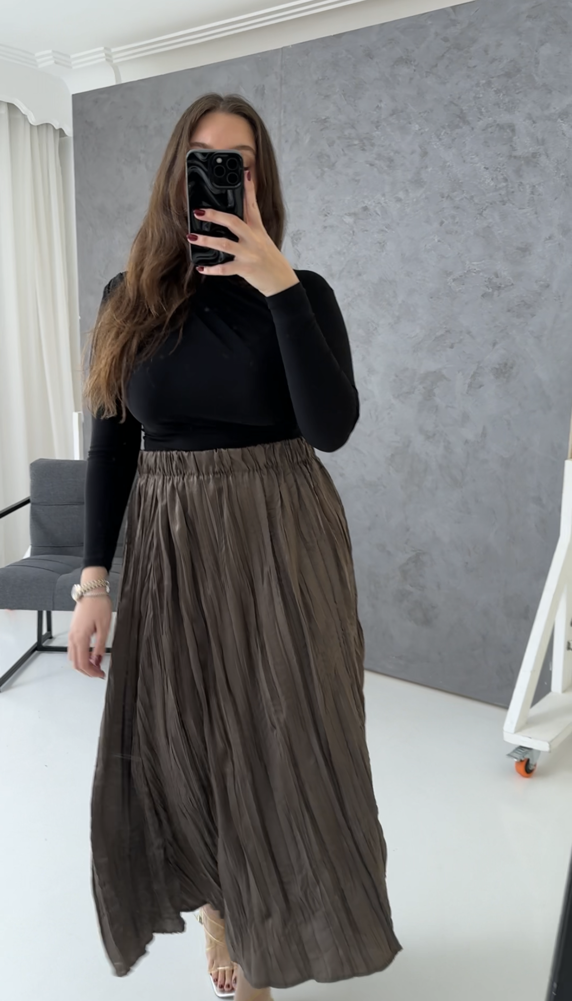 Sofia Crushed Satin Skirt