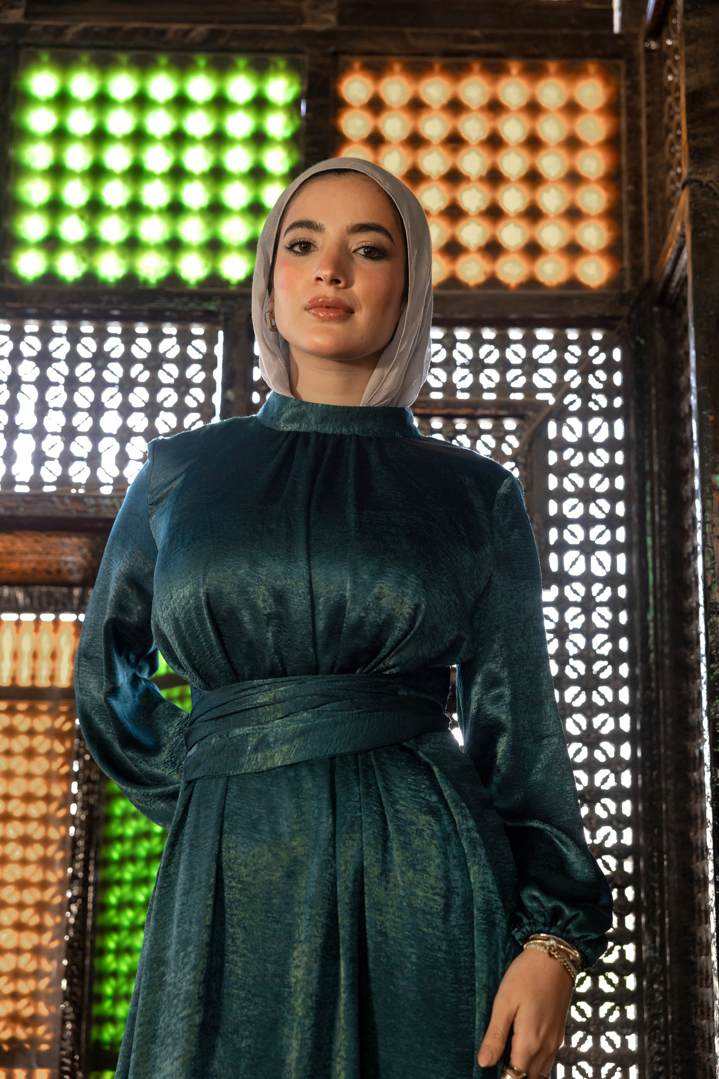 "SOLA” dress in teal