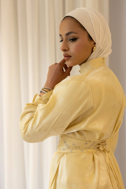 "Soleil” dress in butter yellow