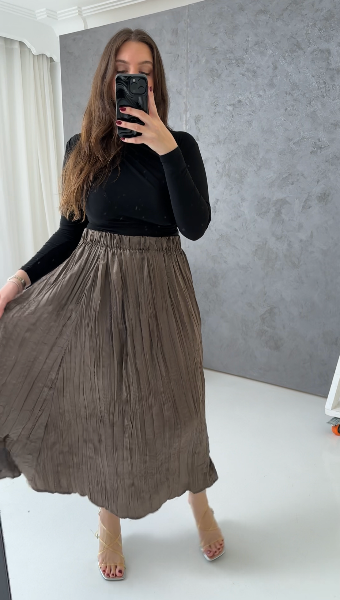 Sofia Crushed Satin Skirt
