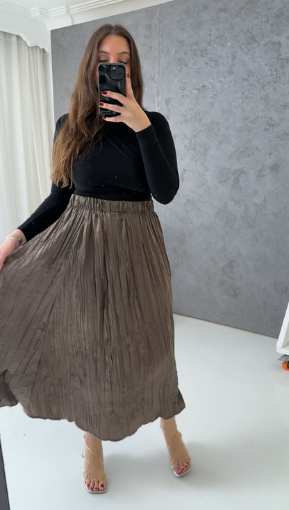 Sofia Crushed Satin Skirt