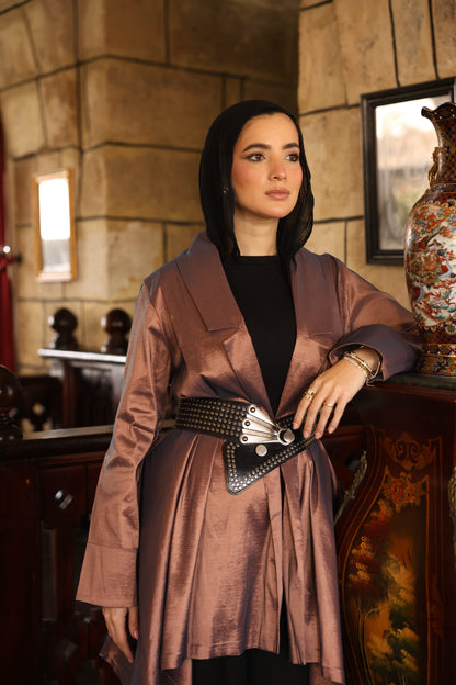 "Solana" Tafetta Cardigan in Copper