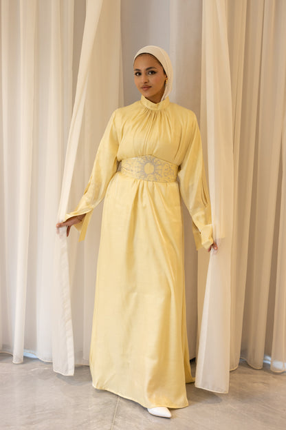 "Soleil” dress in butter yellow