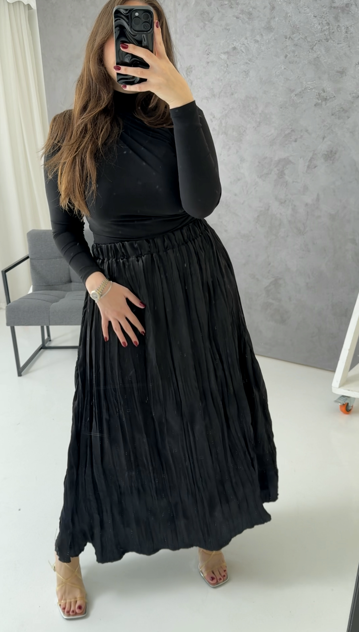 Sofia Crushed Satin Skirt