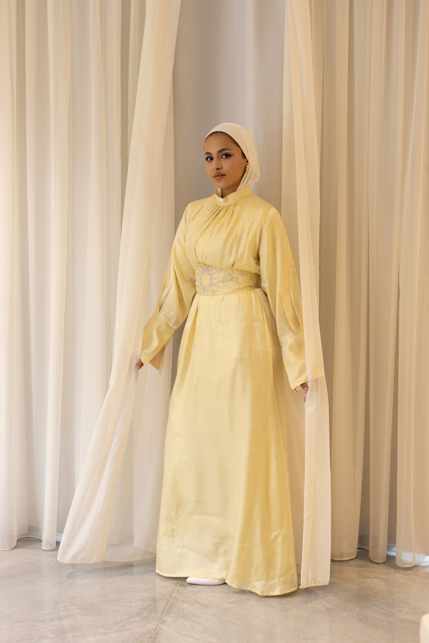 "Soleil” dress in butter yellow