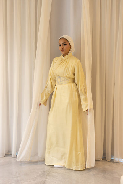 "Soleil” dress in butter yellow