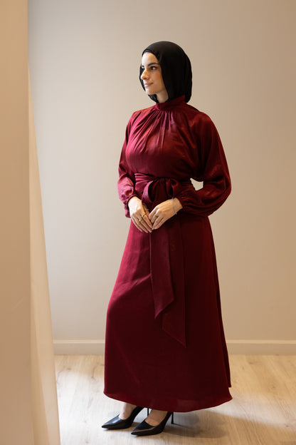 "SOLA” dress in burgundy