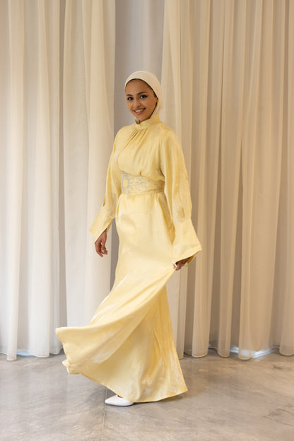 "Soleil” dress in butter yellow