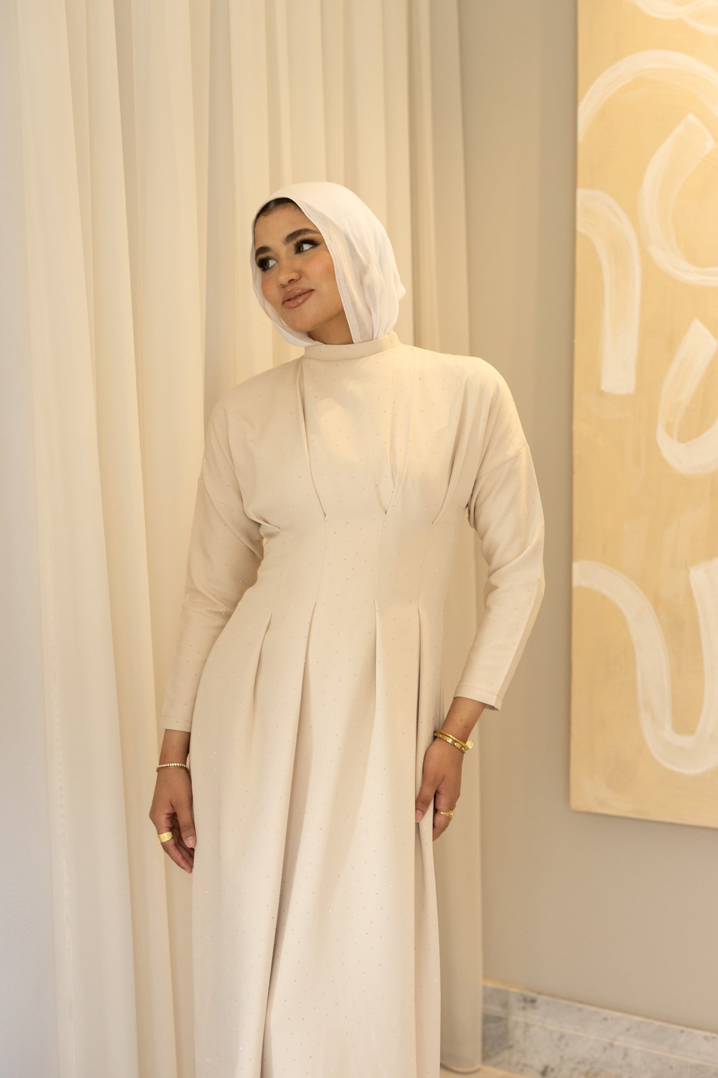 Bella Luxe Dress in Beige