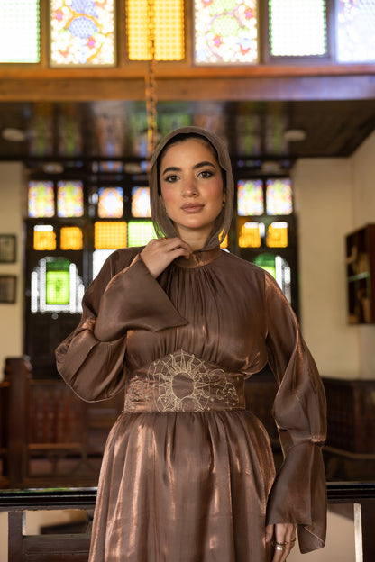 "Soleil” dress in copper
