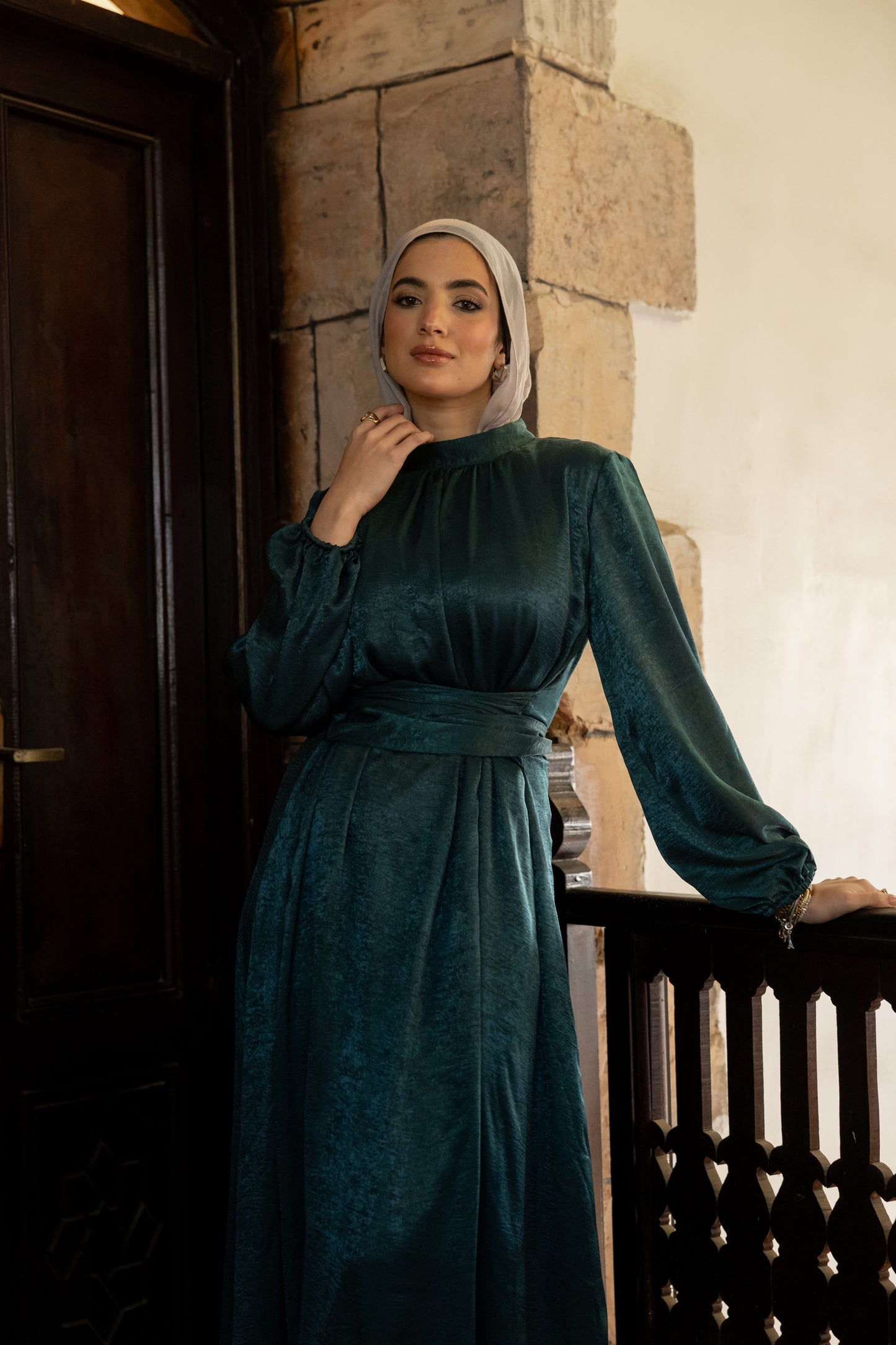 "SOLA” dress in teal
