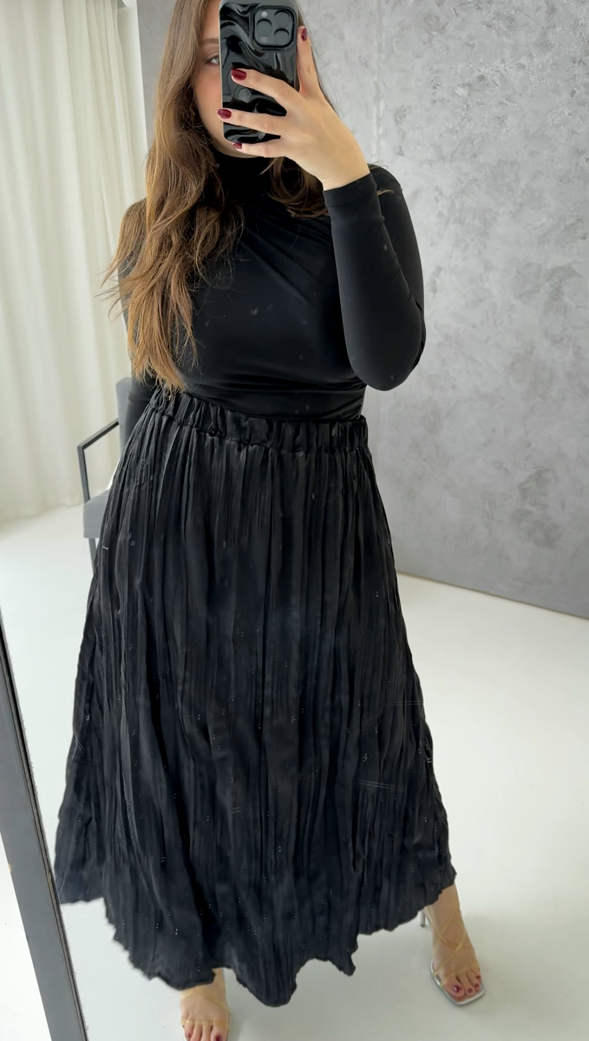 Sofia Crushed Satin Skirt